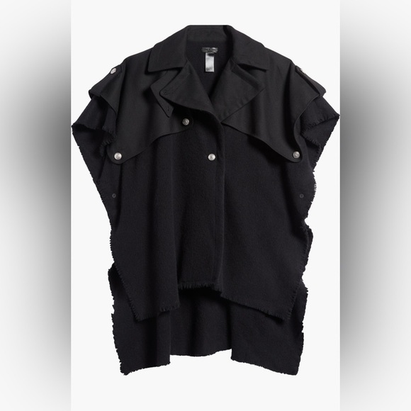 Rag & Bone Black Wool Trench Poncho Cape Jacket - Picture 1 of 9